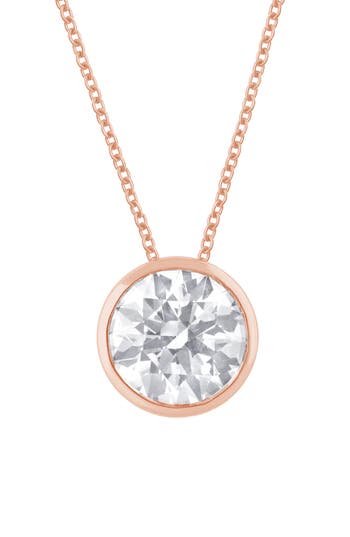Badgley Mischka Collection Round Cut Lab Created Diamond Necklace In Rose Gold