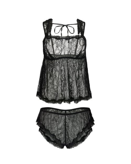 Adore Me Ettie Cami & Shorts Set Lingerie In Black