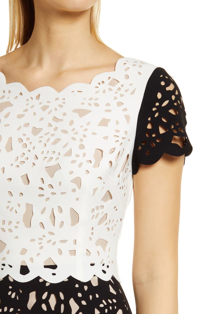 Shani Laser Cut A-Line Dress, Alternate, color, 
