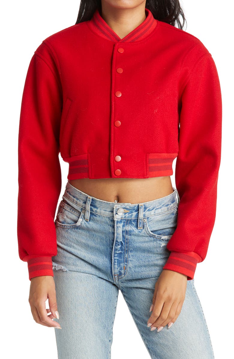 AZALEA WANG Crop Bomber Jacket, Alternate, color,