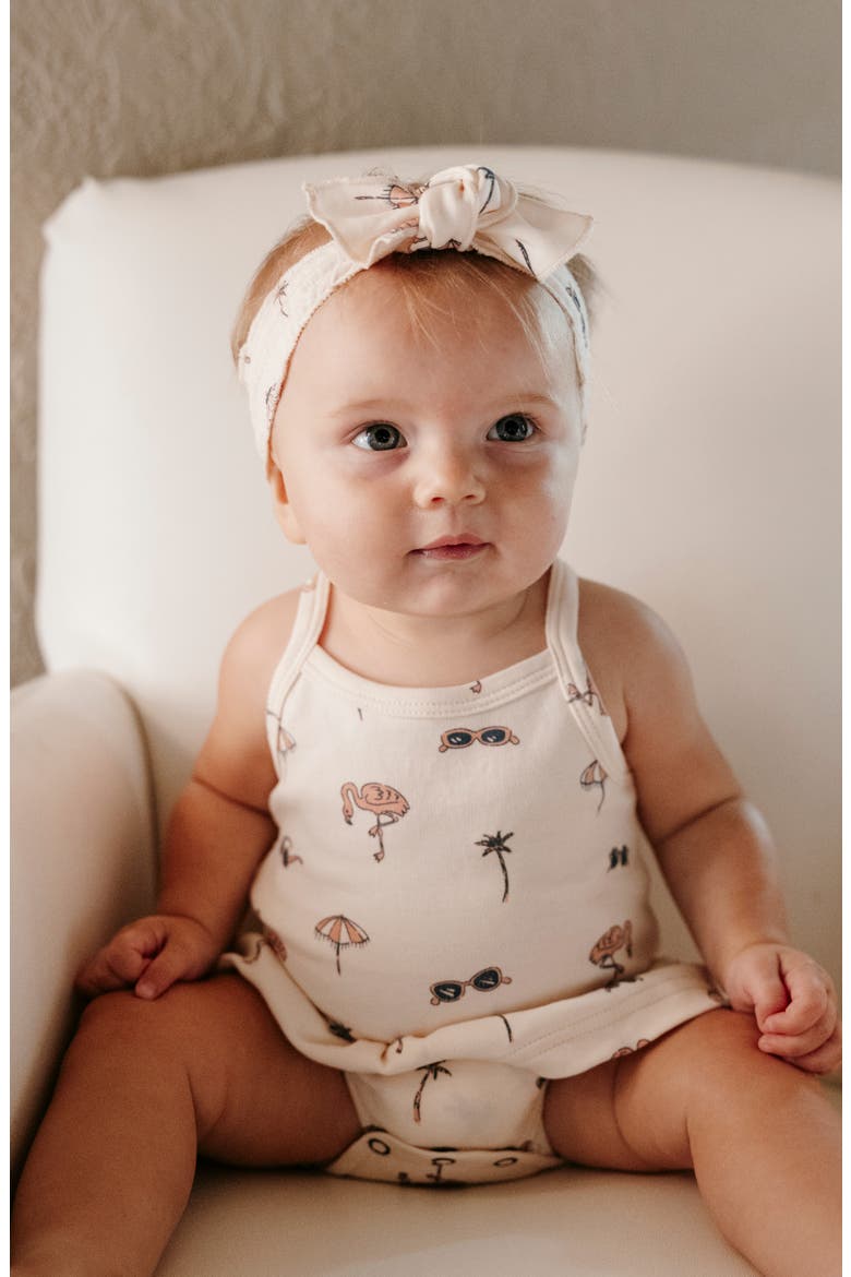 Flamingo Print Organic Cotton Skirted Bodysuit, Alternate, color, FLAMINGO