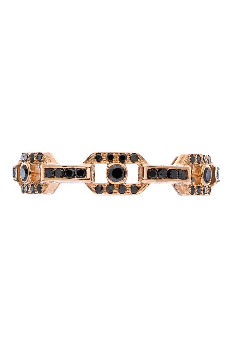 Black Diamond Link Band Ring, Main, color, BLACK DIAMOND/ ROSE GOLD