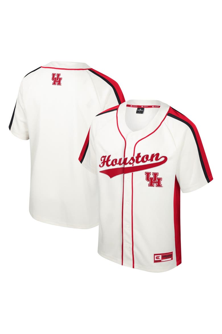 Men's Colosseum Cream Houston Cougars Ruth Button-Up Baseball Jersey, Alternate, color, Cream