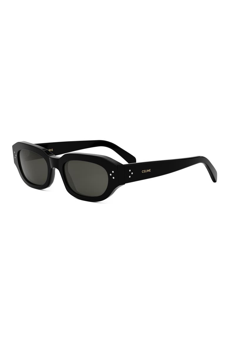Bold 3 Dots 54mm Geometric Sunglasses, Alternate, color, SHINY BLACK / SMOKE