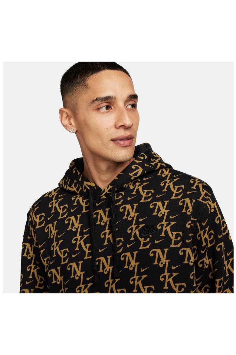 Monogram Club Brushed Fleece Hoodie, Alternate, color, BLACK