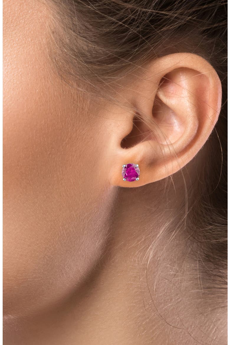 Round Cubic Zirconia Classic Stud Earrings, Alternate, color, PINK/ SILVER