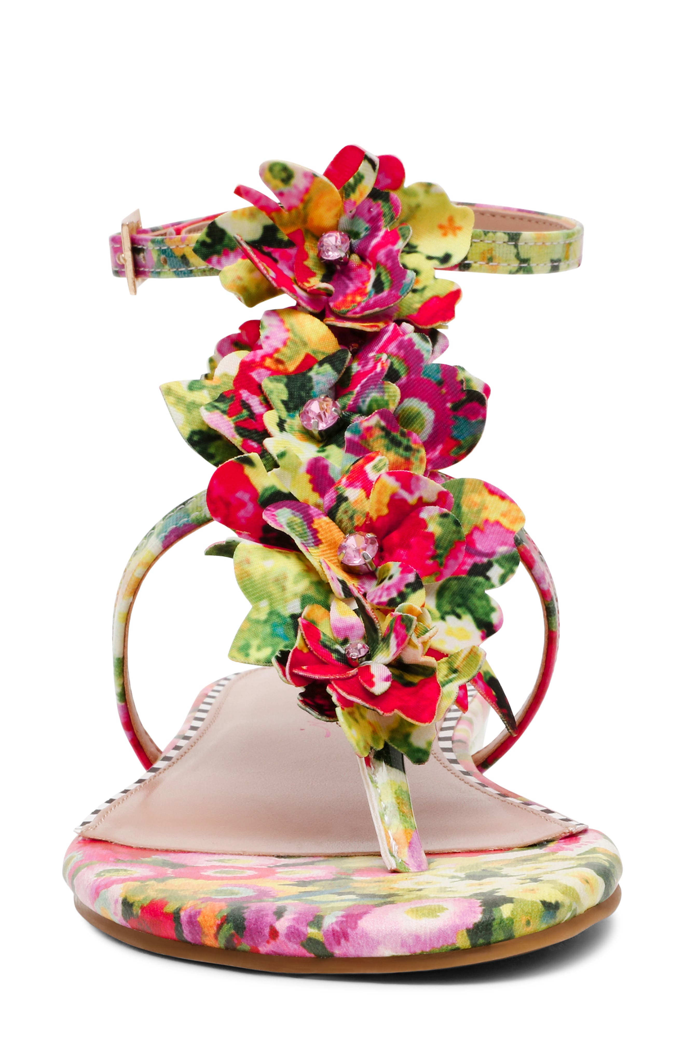 Betsey Johnson Kenedy Ankle Strap Sandal, Alternate, color, Green Floral Multi