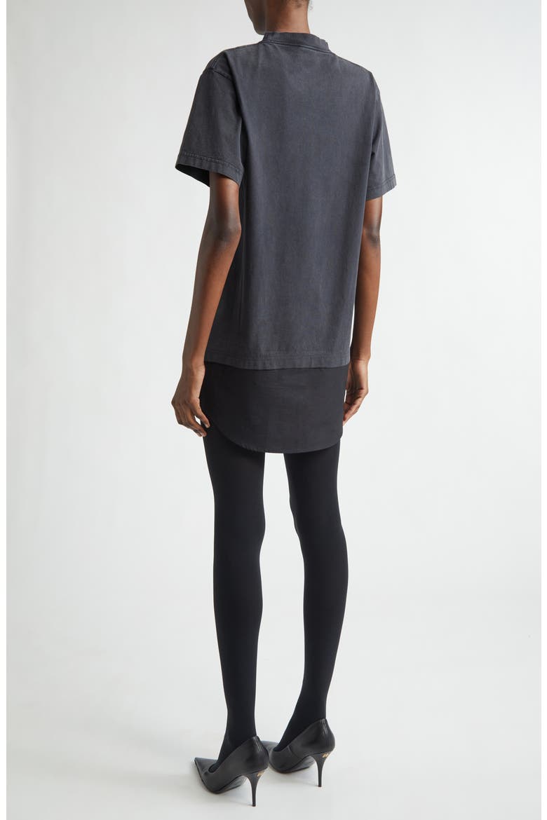 Hybrid Loop Sports Icon Logo Dry Jersey & Poplin T-Shirt Dress, Alternate, color, FADED WASHED BLACK