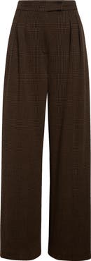 Max Mara Ponza Pleated Houndstooth Check Wide Leg Pants