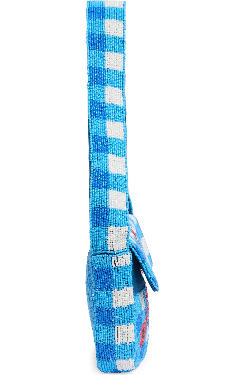 Collection XIIX Beaded Gingham Lobster Baguette Shoulder Bag, Alternate, color, Blue Multi