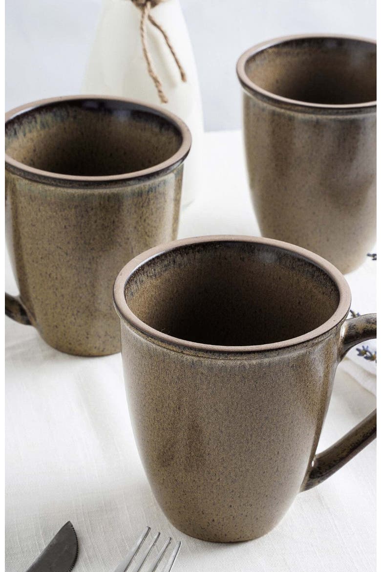 Tina Stoneware 4-Piece Mug Set, Alternate, color, Green and Beige