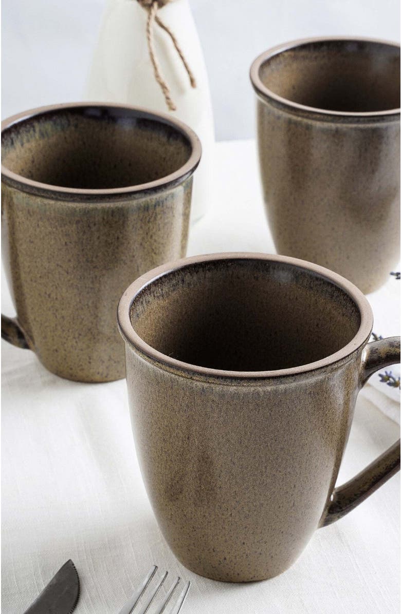 Stone Lain Tina Stoneware 4-Piece Mug Set, Alternate, color, Green And Beige