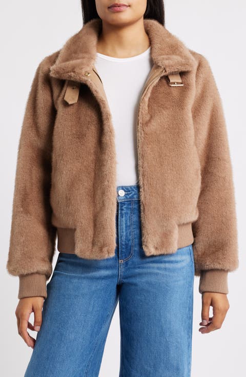 Faux Mink Bomber Jacket