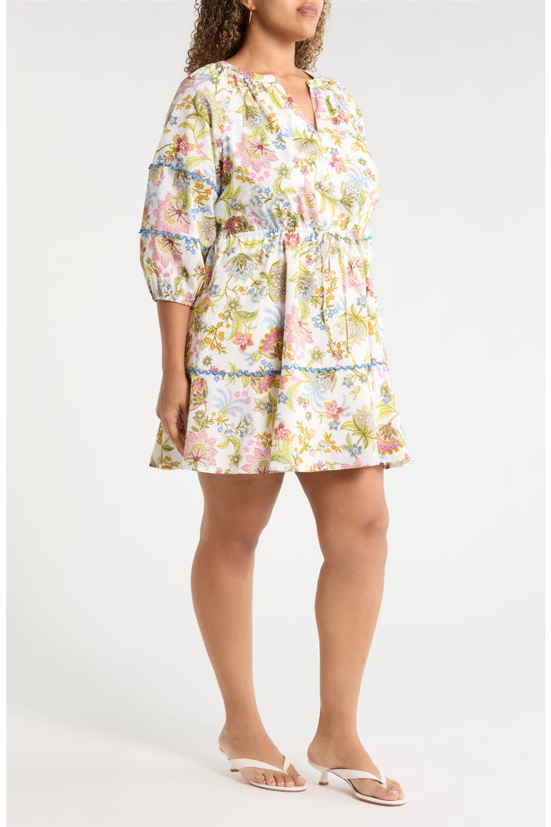 Pany Floral Dabria Cotton Dress, Alternate, color, PINK-GREEN-BLUE