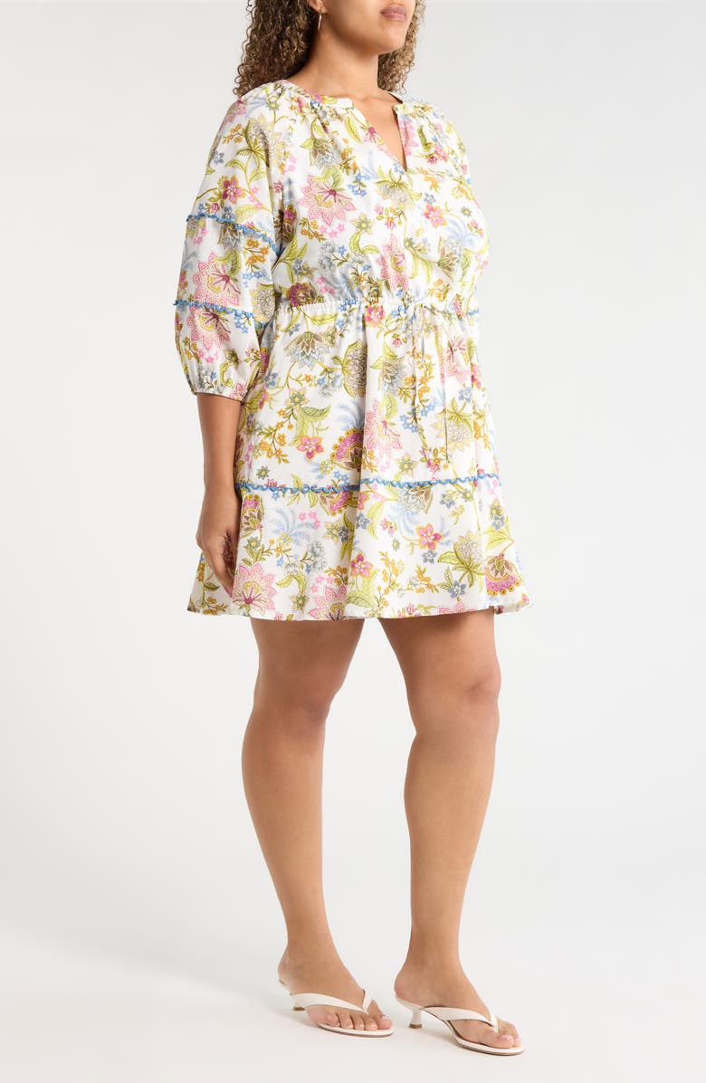 SUGARLIPS Pany Floral Dabria Cotton Dress, Alternate, color, Pink-Green-Blue