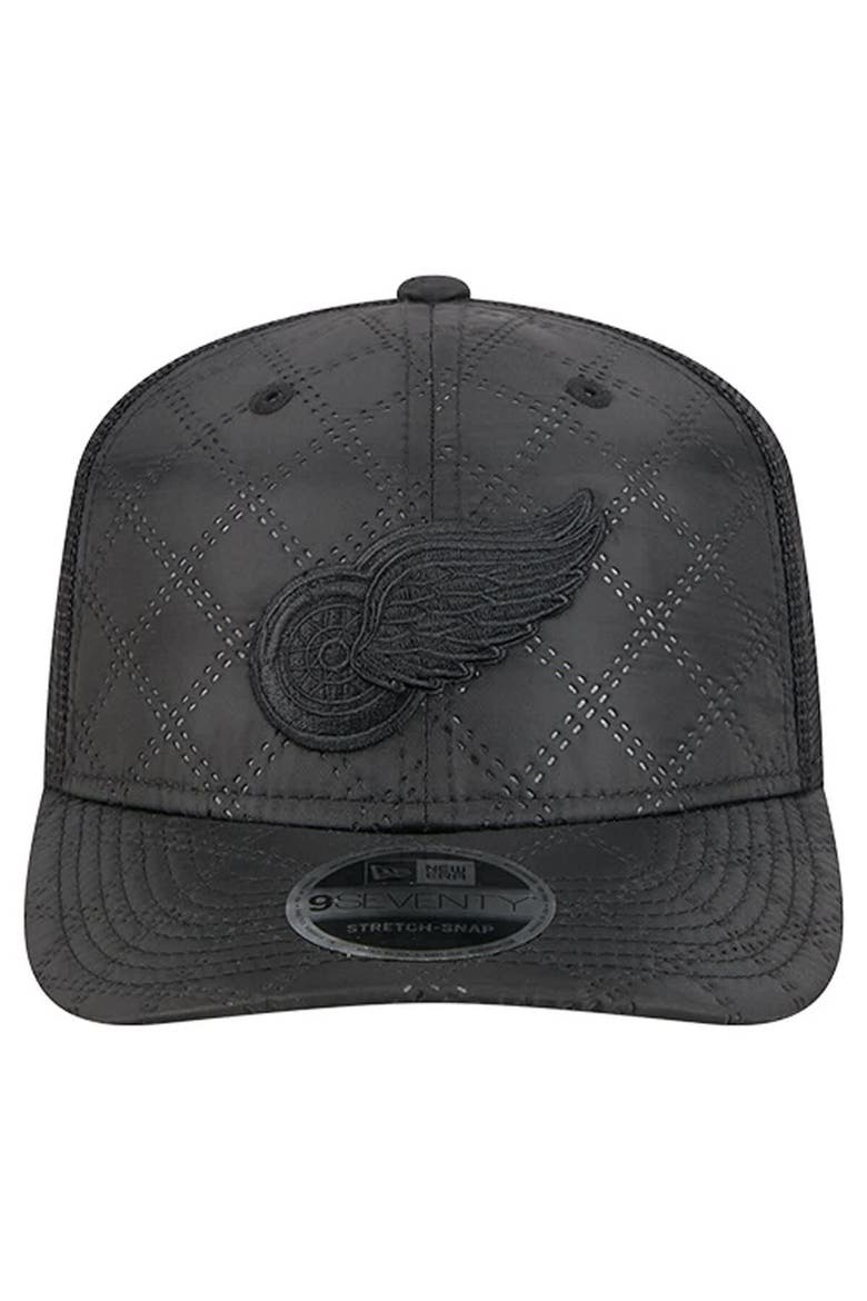 Men's New Era  Black Detroit Red Wings Quilted Nylon 9SEVENTY Adjustable Trucker Hat, Alternate, color, Black