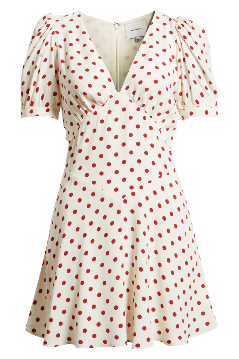 Naira Puff Sleeve Minidress, Alternate, color, KETCHUP DOT