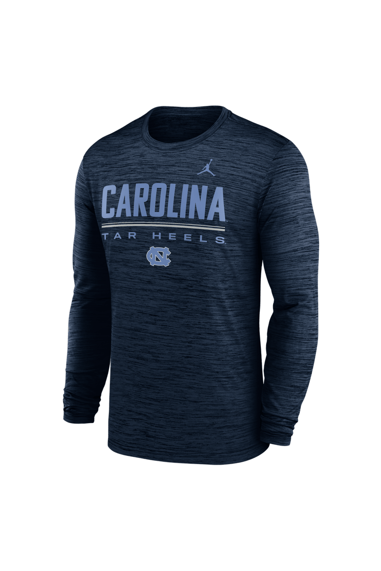 Men's Jordan Brand Navy North Carolina Tar Heels Sideline Velocity Dri-FIT Long Sleeve T-Shirt, Alternate, color, Navy