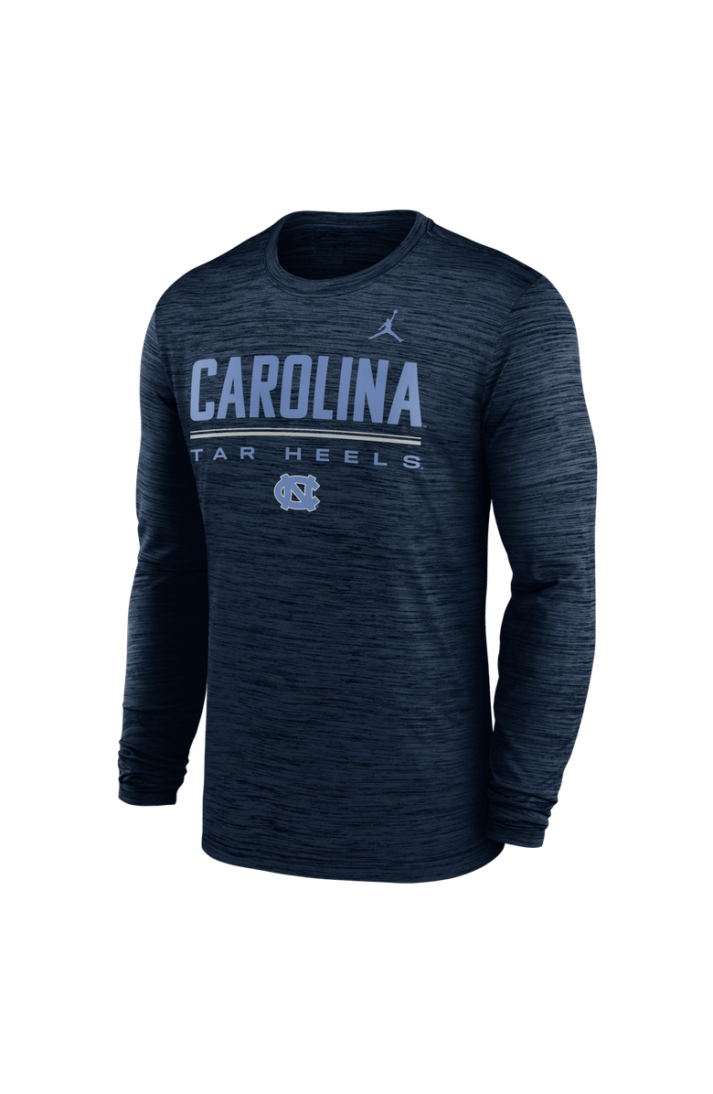 Jordan Brand Men's Jordan Brand Navy North Carolina Tar Heels Sideline Velocity Dri-FIT Long Sleeve T-Shirt, Alternate, color, Navy