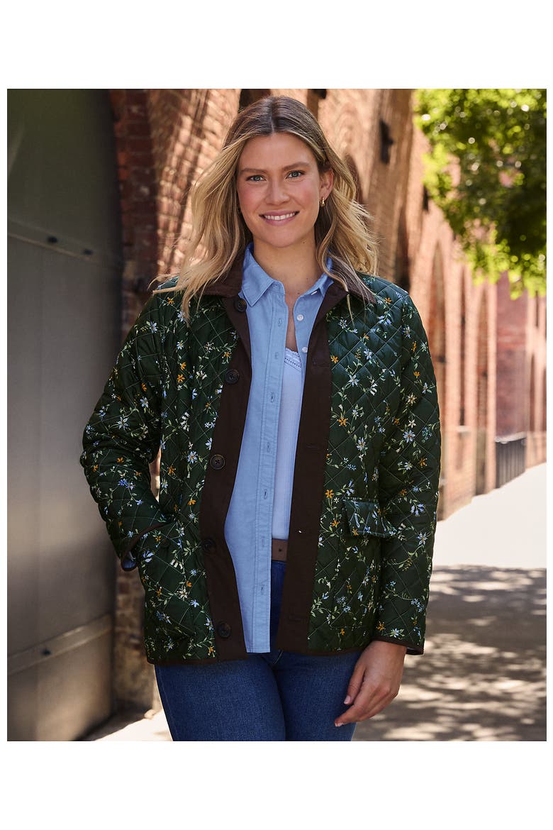 Print Reversible Barn Quilted Insulated Jacket, Alternate, color, Pale Slate Blue/Floral