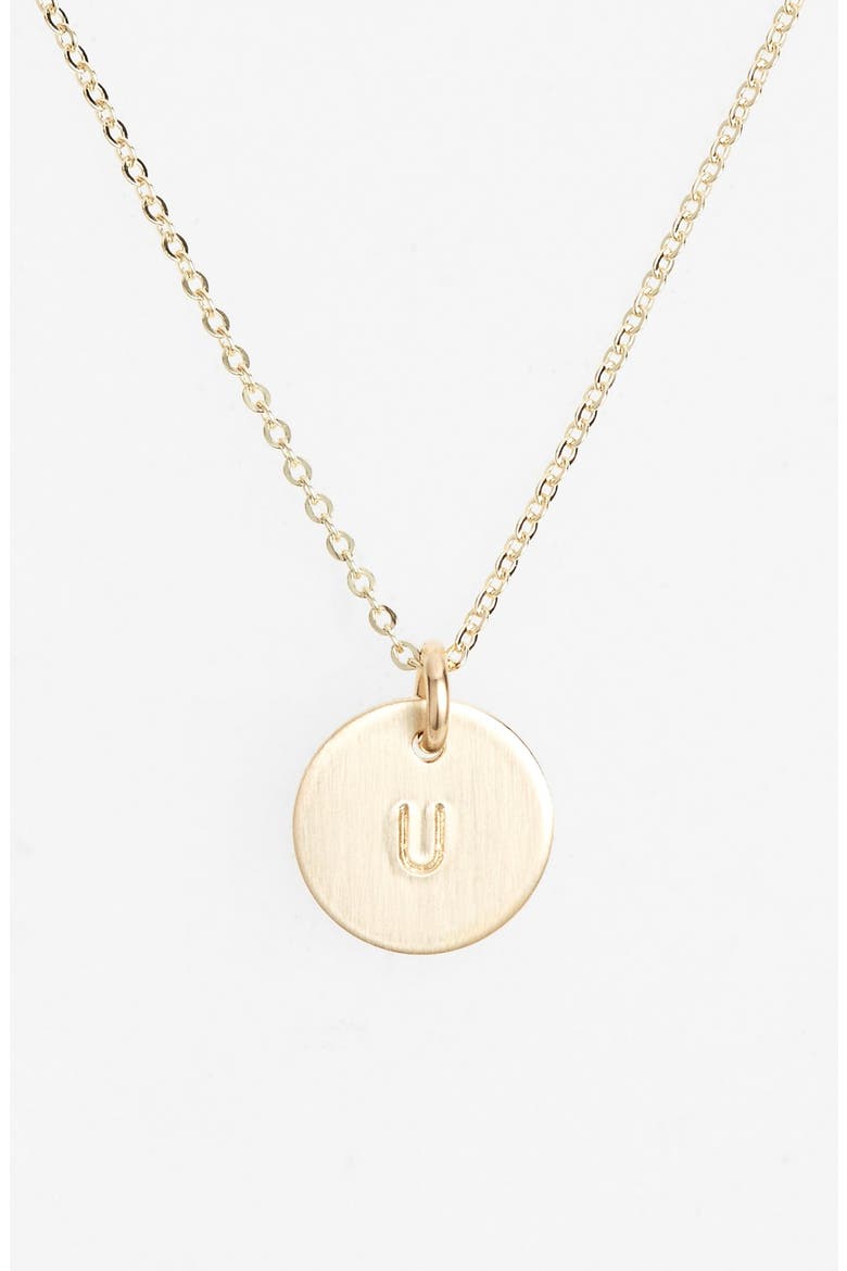 14k-Gold Fill Initial Mini Circle Necklace, Main, color, 14K GOLD FILL U