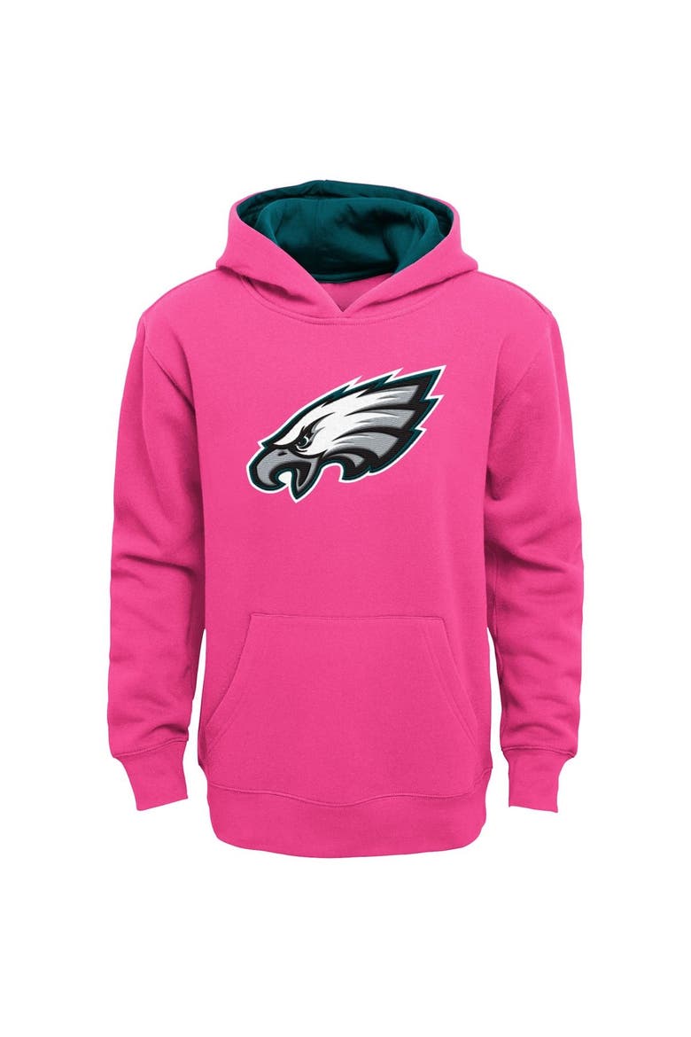 Girls Youth Pink Philadelphia Eagles Prime Pullover Hoodie, Main, color, Pink
