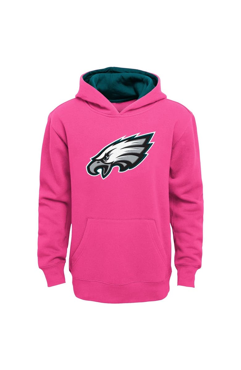 Outerstuff Girls Youth Pink Philadelphia Eagles Prime Pullover Hoodie, Main, color, 