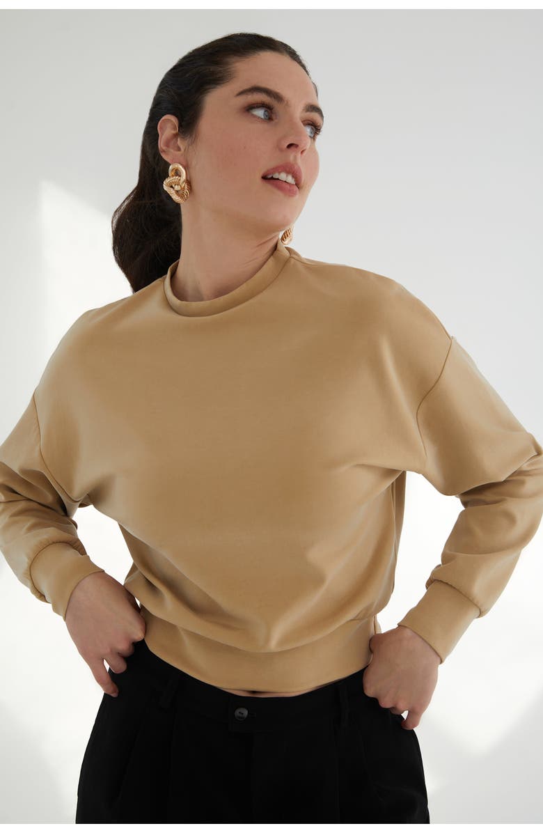 KADA The Cupro Power Pullover Sweatshirt, Main, color, Camel