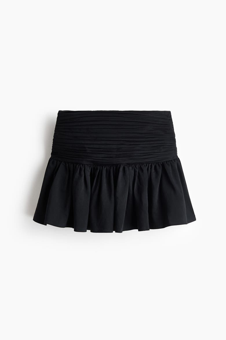 Ruched-waist Mini Skirt, Alternate, color, Black