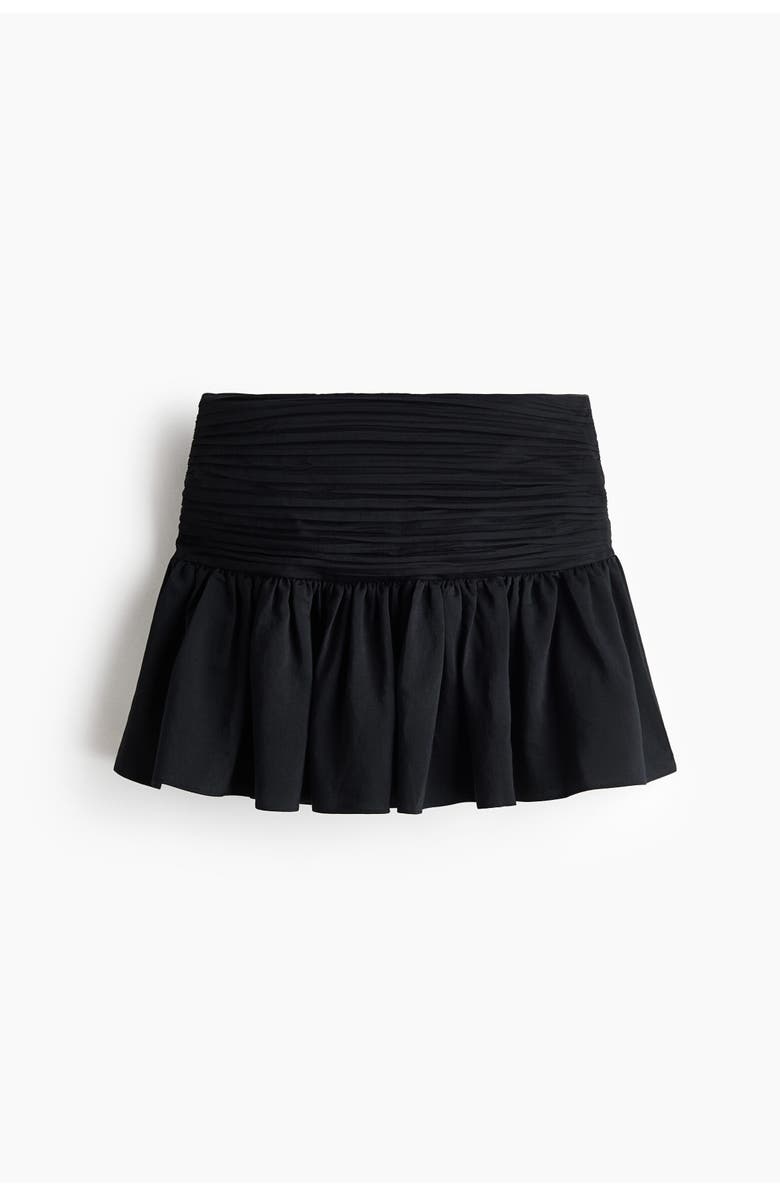 H&M Ruched-waist Mini Skirt, Alternate, color, Black