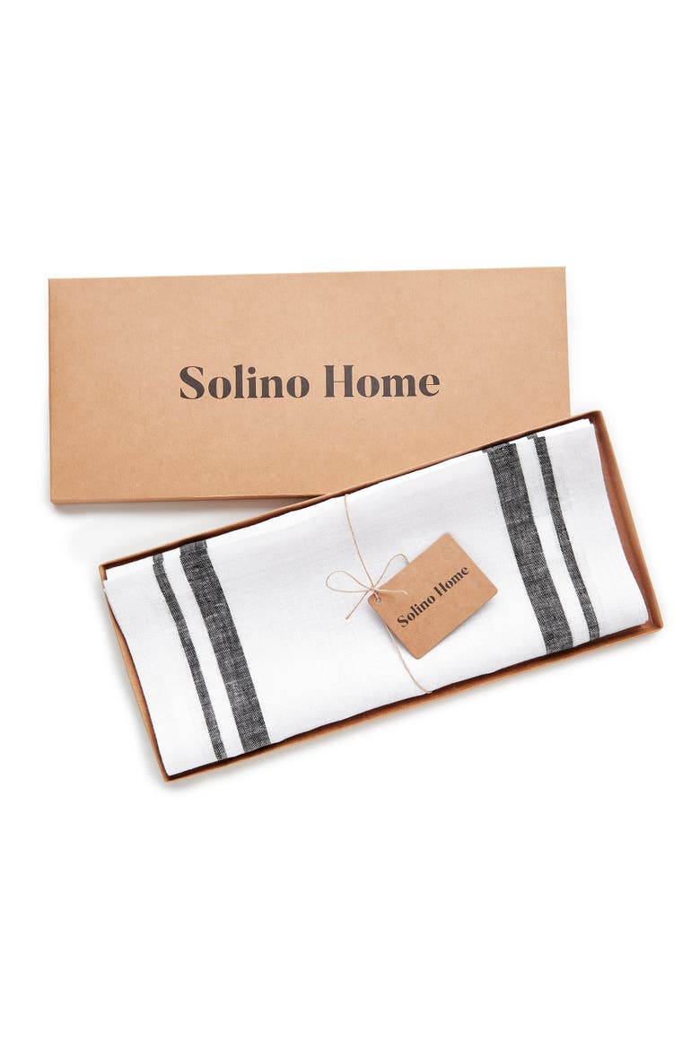Linen Table Runner - French Stripe, Alternate, color, Black and White