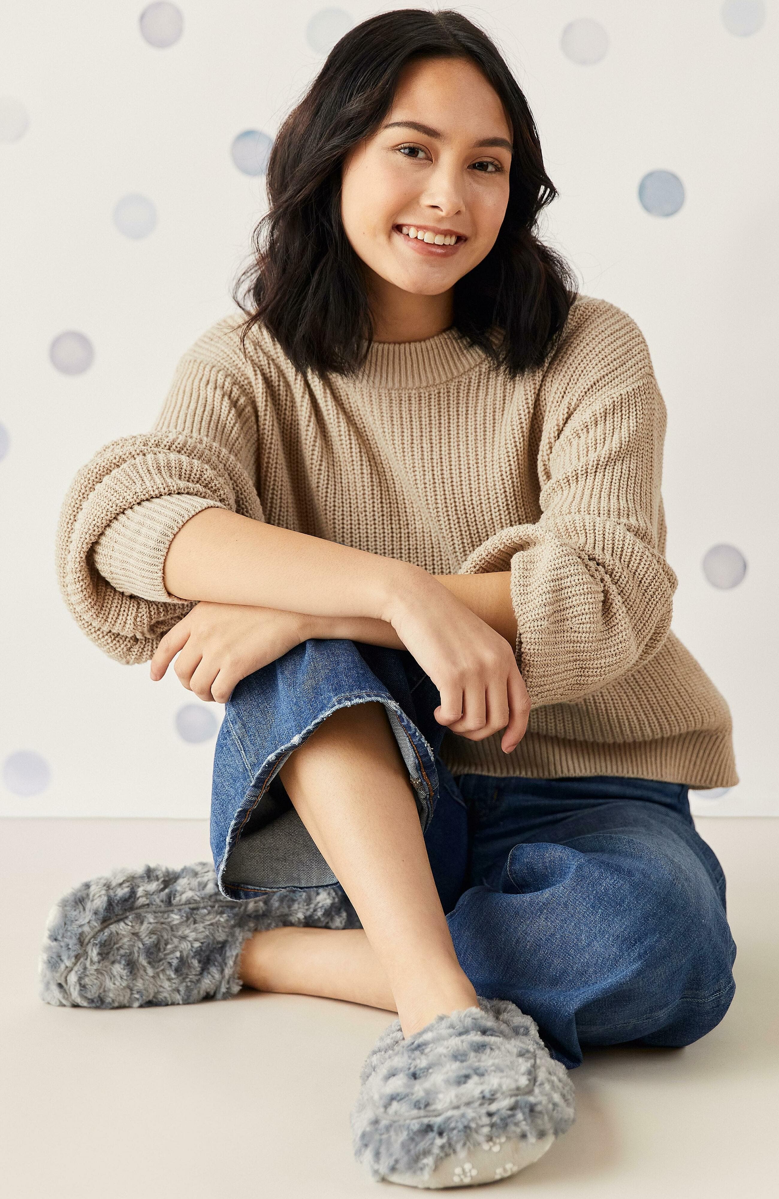 Warmies Curly Plush Slippers, Alternate, color, Gray