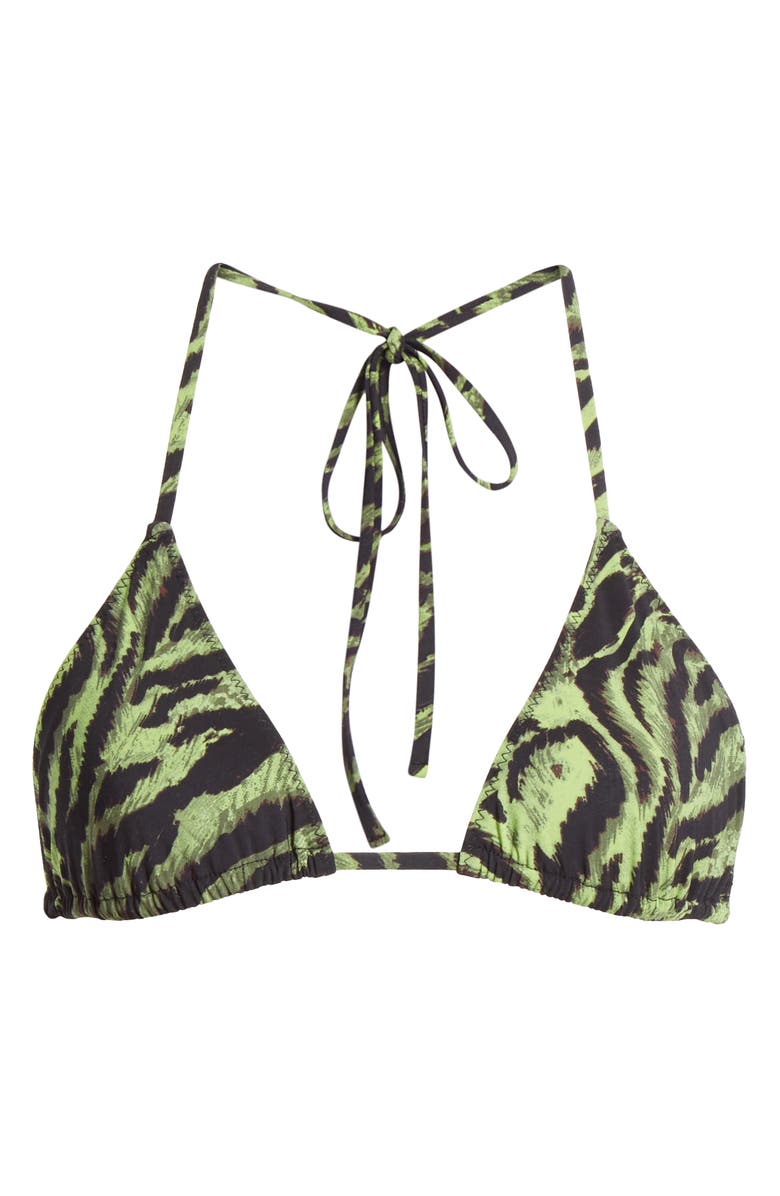 Ganni Tiger Print Triangle Bikini Top, Alternate, color, 