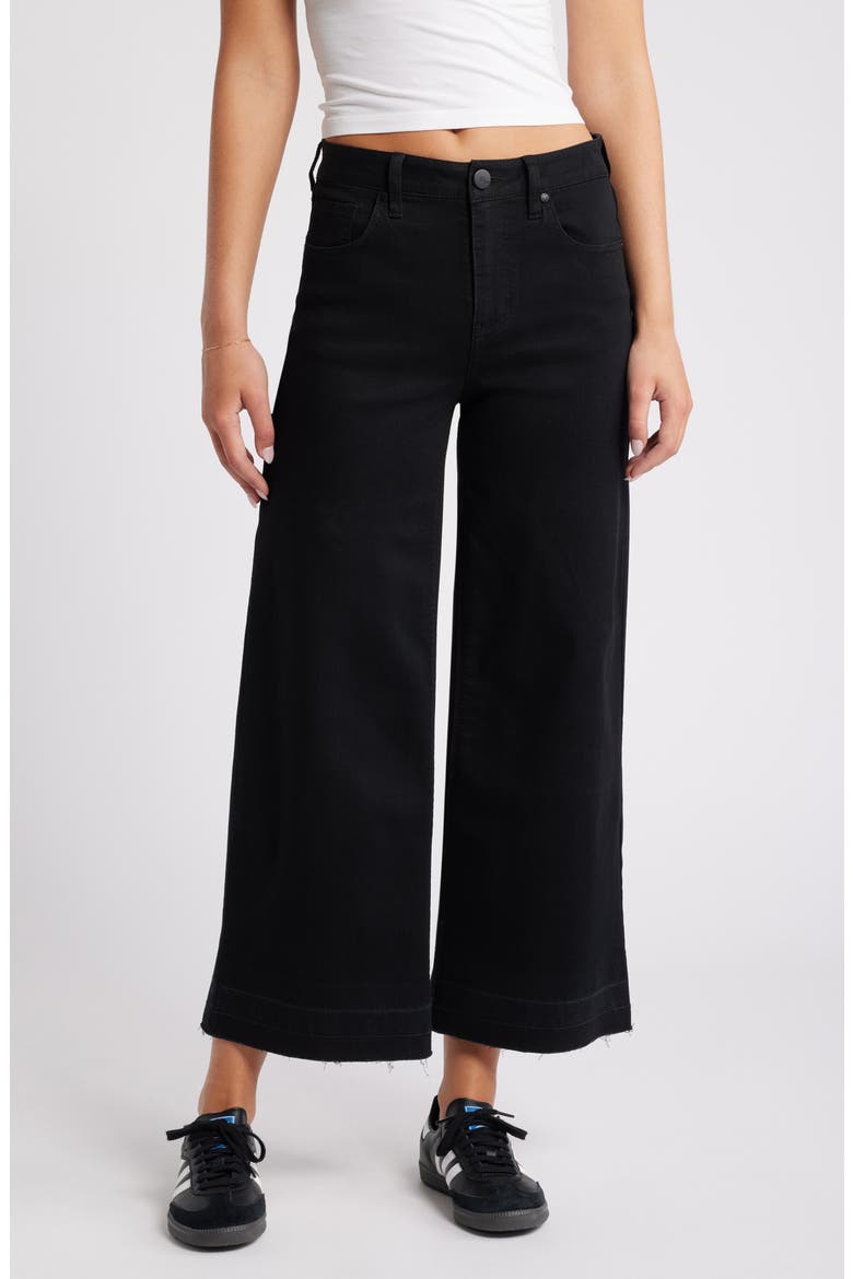 Release Hem High Waist Wide Leg Jeans, Main, color, BLACK