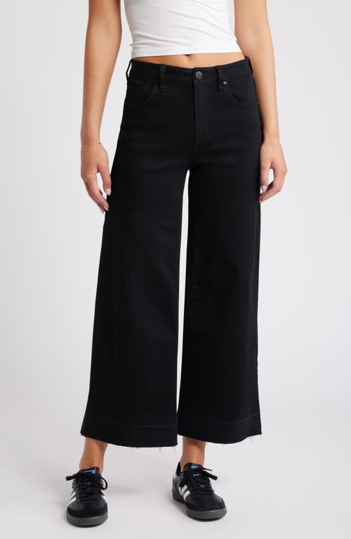 1822 Denim Release Hem High Waist Wide Leg Jeans in Black 