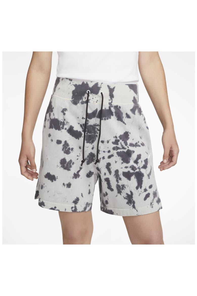 High Waist Cloud Dye Cotton Shorts, Alternate, color, BLACK/ WHITE