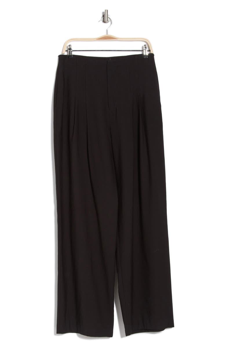 WAYF High Rise Pleated Wide Leg Pants, Alternate, color, Black