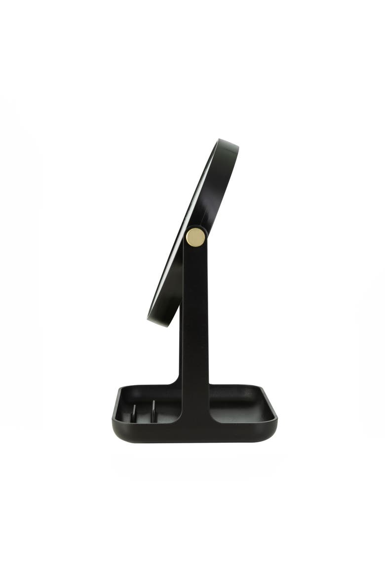 Back-to-School Makeup Mirror with Accessory Tray & Phone Holder, Alternate, color, Black