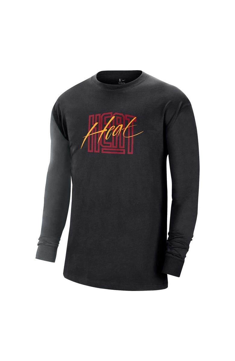 Nike Men's Nike Black Miami Heat Courtside Versus Flight MAX90 Long Sleeve T-Shirt, Alternate, color, Black