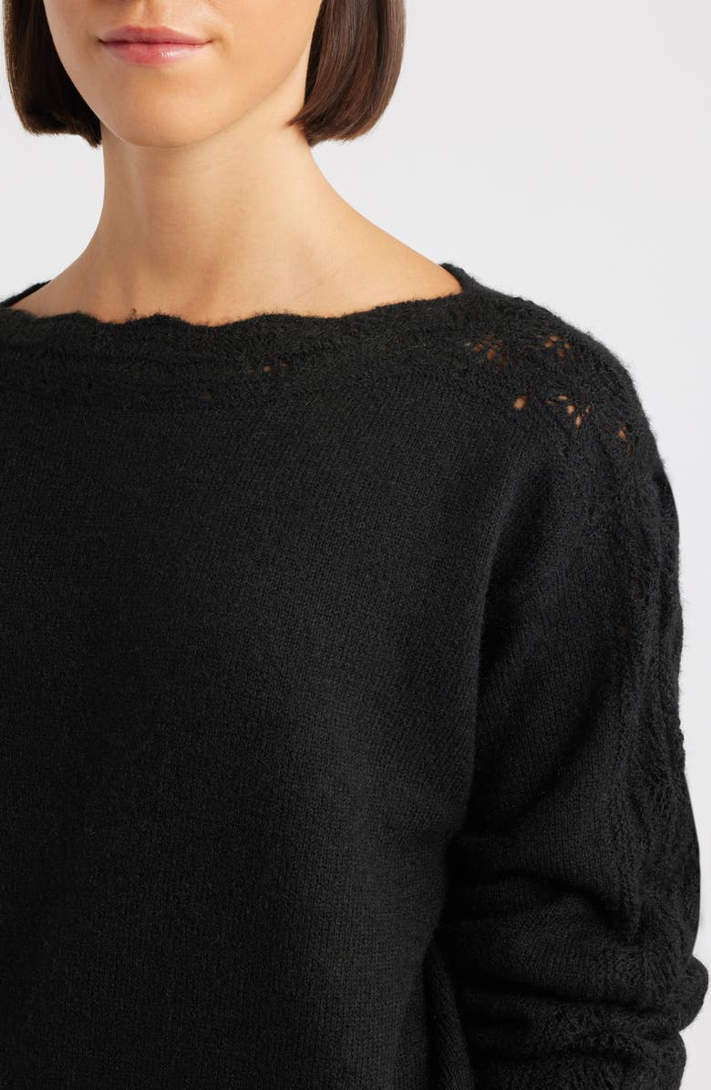 Wit & Wisdom Boat Neck Sweater, Alternate, color, Heather Black