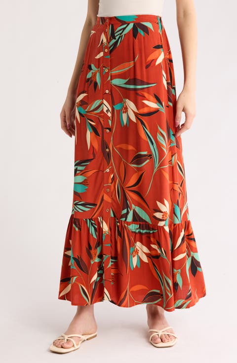 Button Front Maxi Skirt