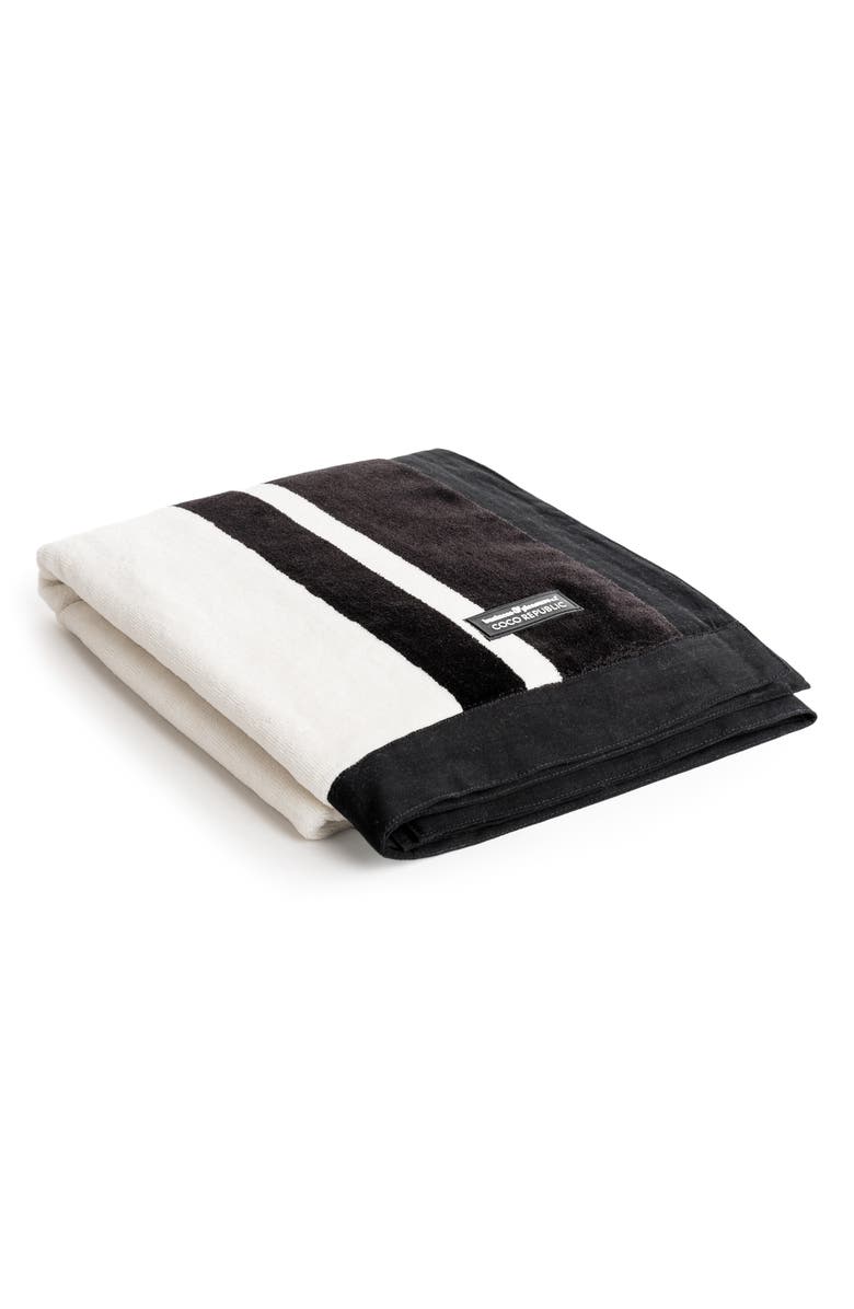 BUSINESS AND PLEASURE CO Coco Republic Beach Towel, Main, color, Black White