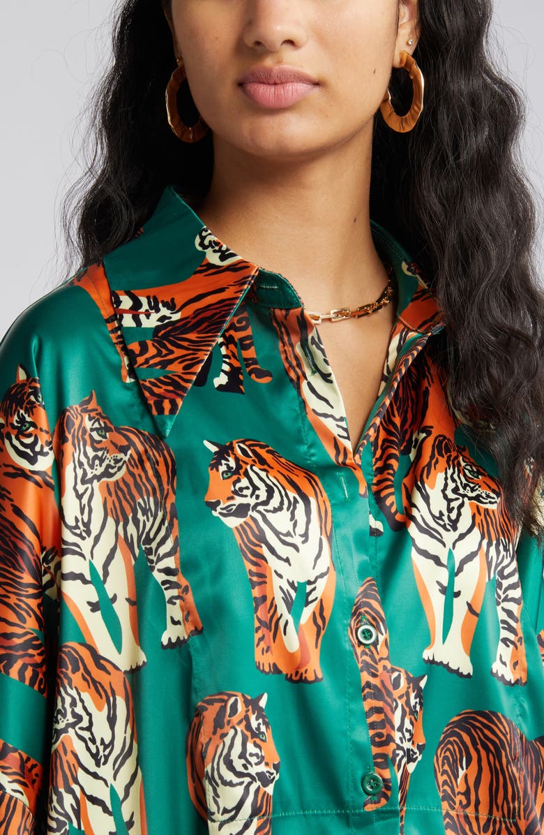 Dressed in Lala Tiger Print Royal Satin Matching Set, Alternate, color, 