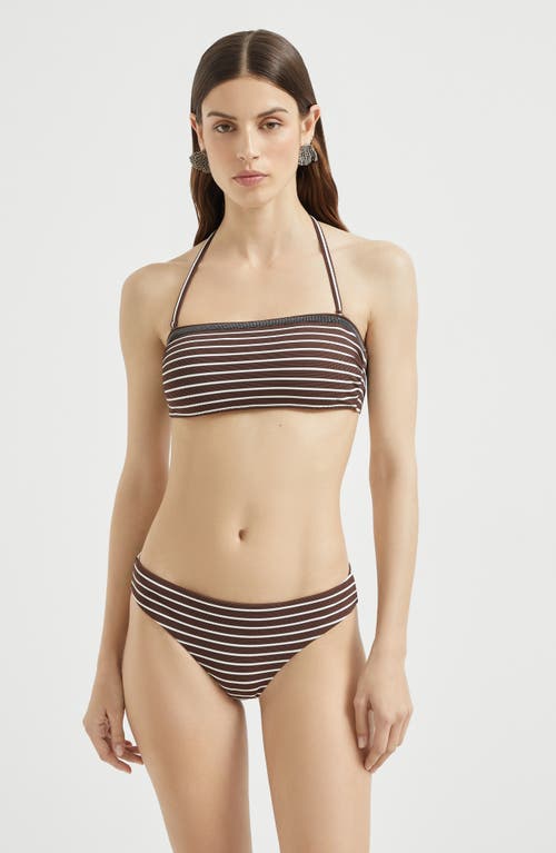 Brunello Cucinelli Striped Jacquard Bikini Briefs In Brown