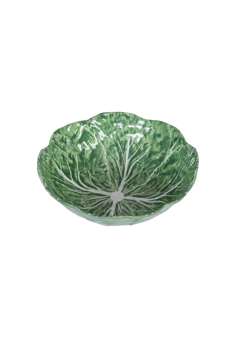 Cabbage Leaf Jumbo Serving Dinnerware Bowl 5" x 7", Main, color, Green