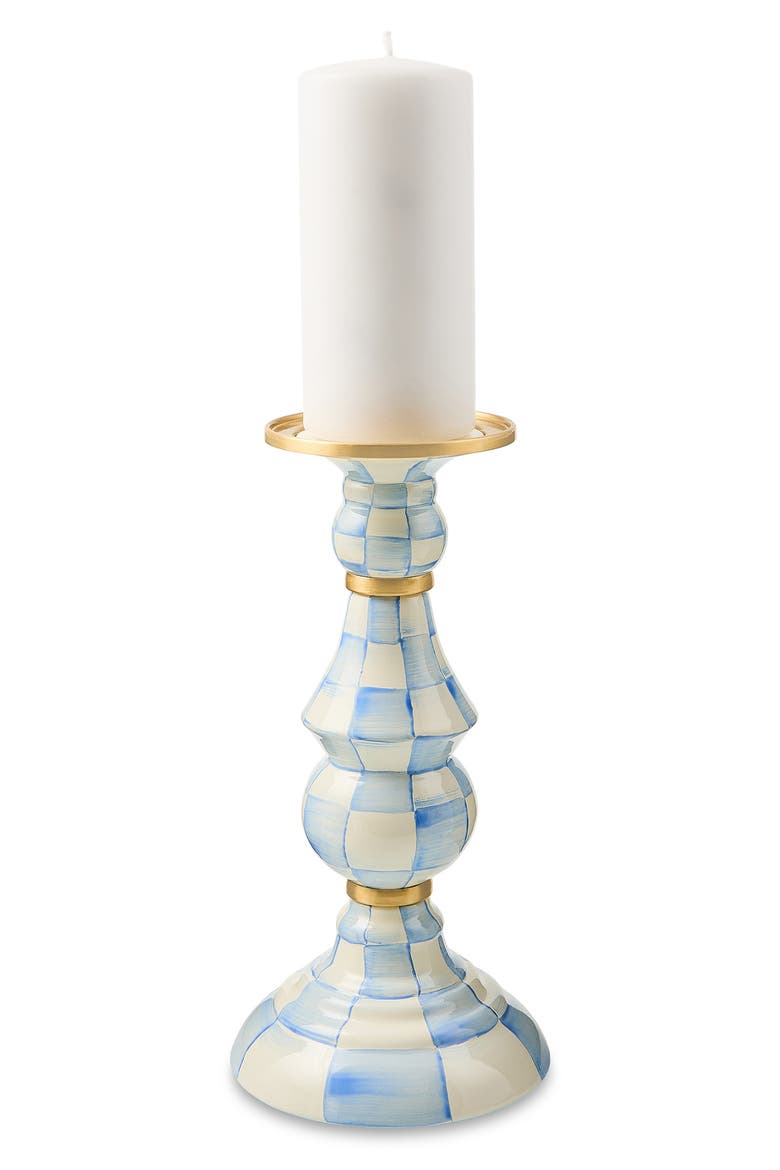 Sky Check Large Pillar Candleholder, Alternate, color, SKY CHECK