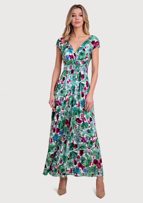 Sophia V-Neck Short Sleeve Maxi Dress