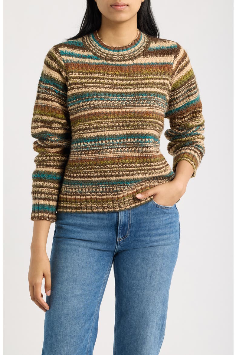 Mixed Stripe Sweater, Main, color, BROWN MULTI