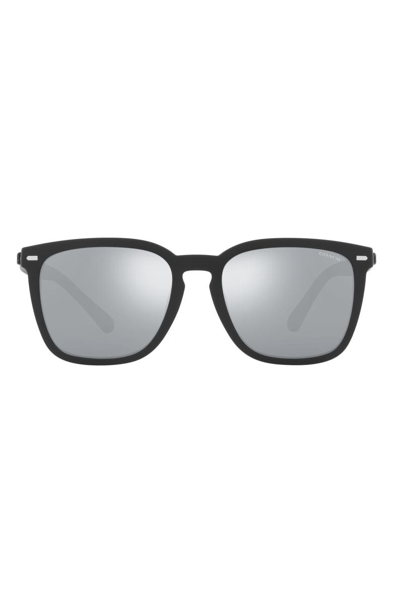 COACH 56mm Square Sunglasses, Main, color, Rubber Black