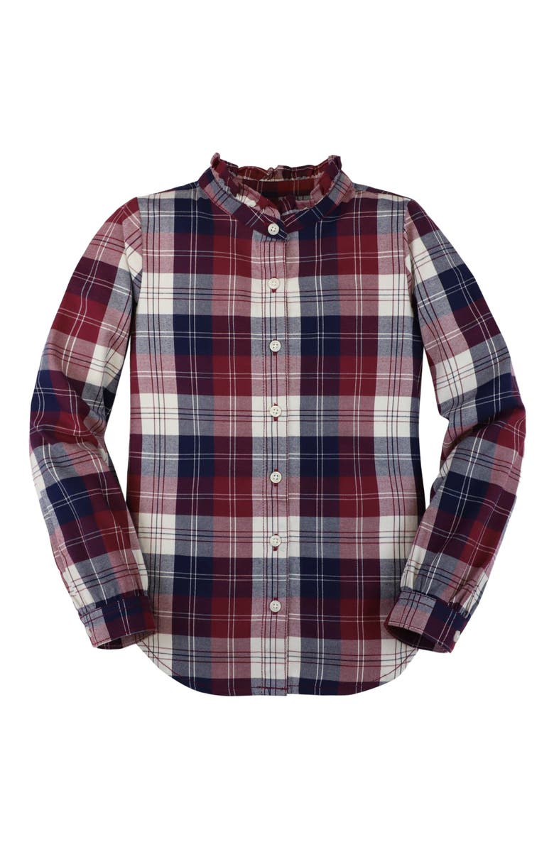 Hope & Henry Baby Girls' Ruffle Collar Shirt, Infant, Alternate, color, Berry Tartan